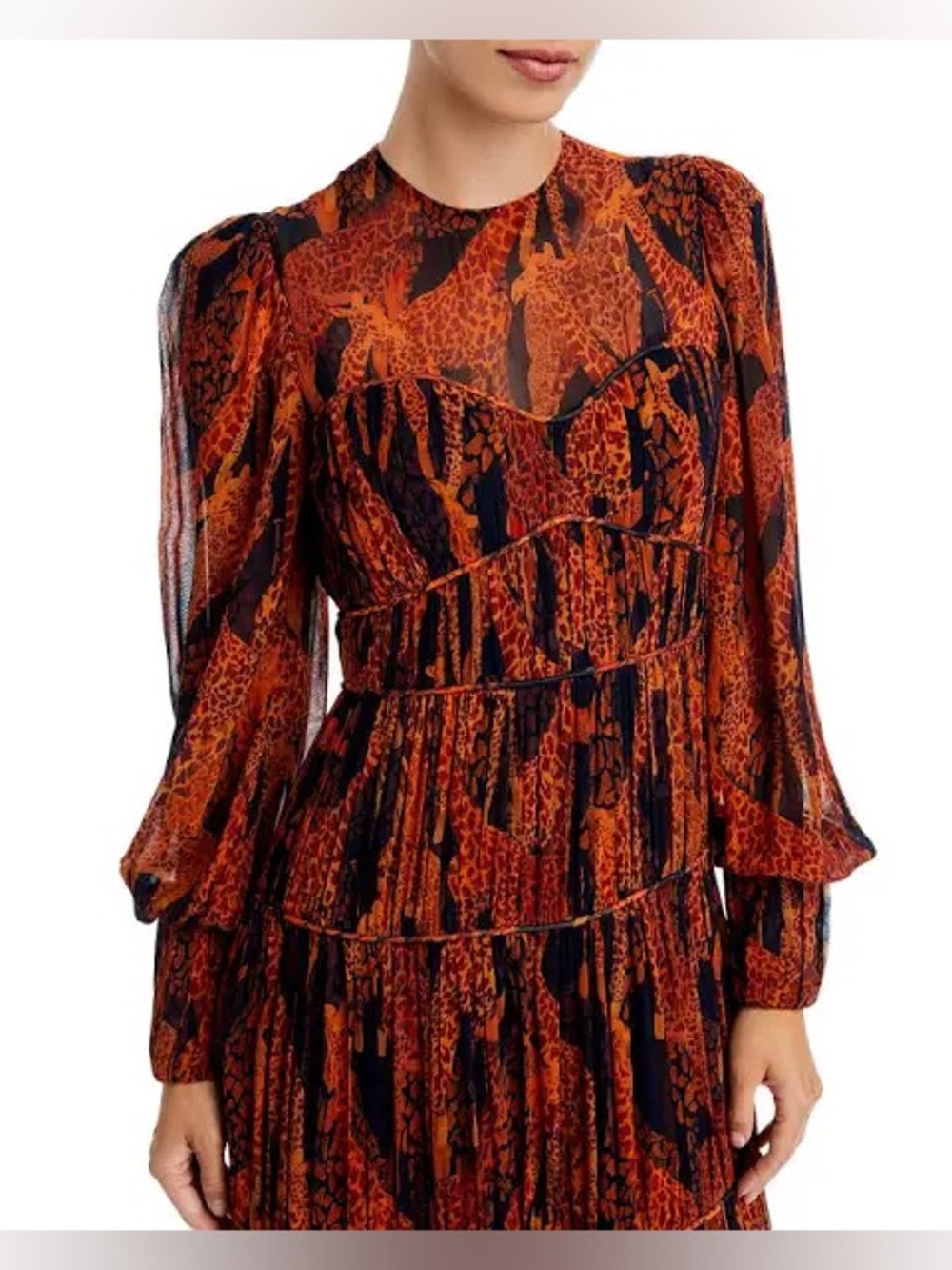 FARM Rio Giraffes Puff Sleeve Maxi Dress small - Picture 6 of 9
